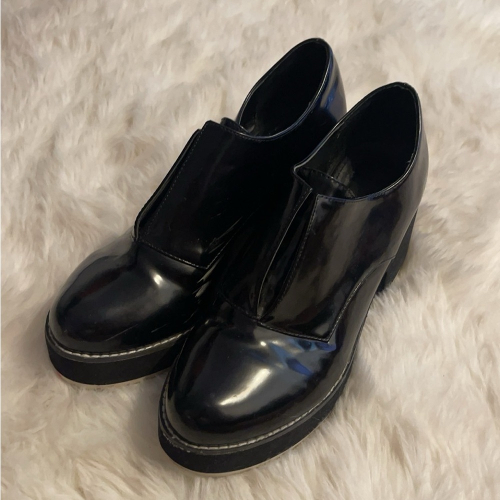 Shelly London Black PU Patent Platform Shoe